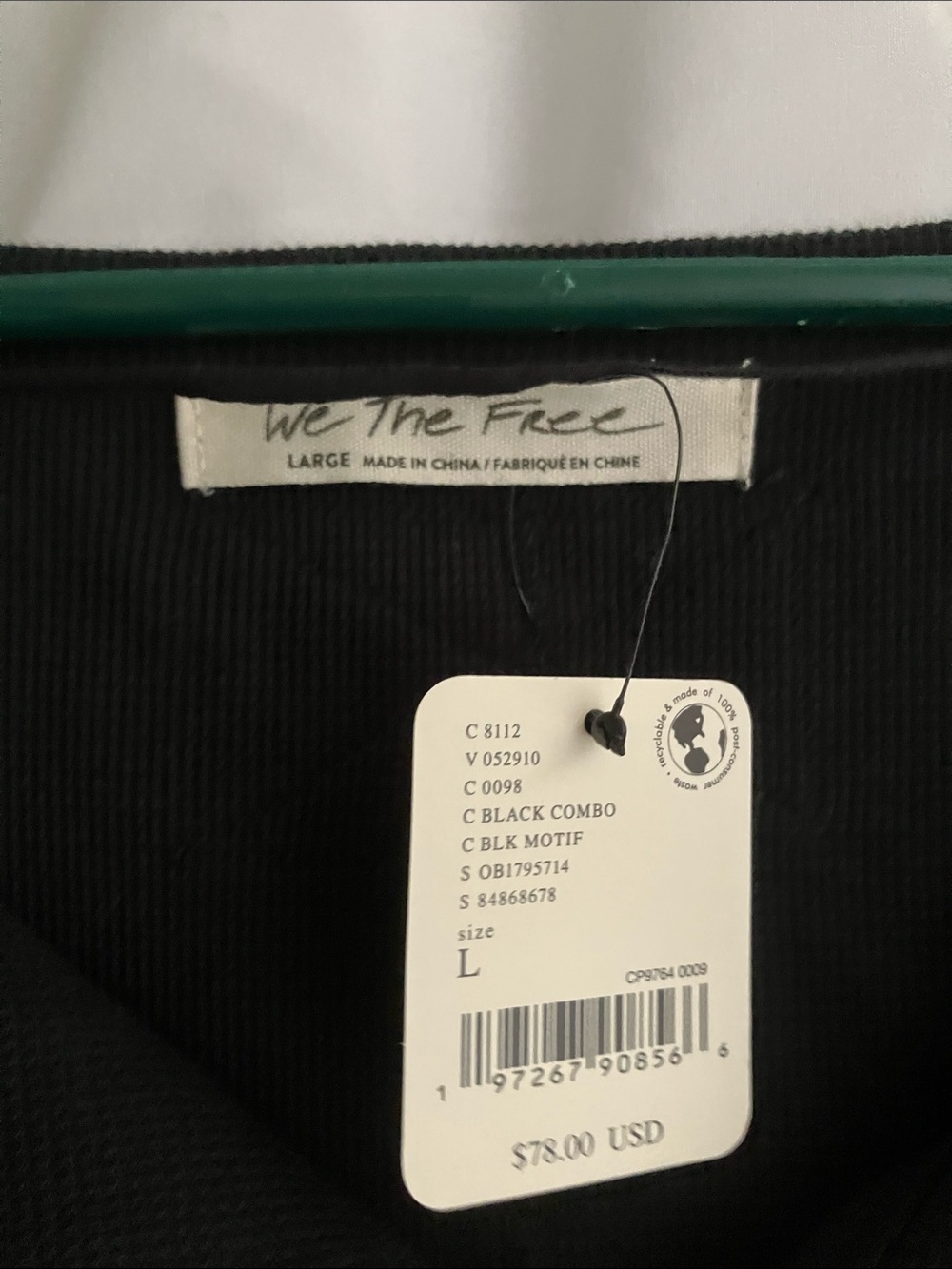 Women's Black Top with Multi-Pattern Knit Sleeves - Picture 2 of 3